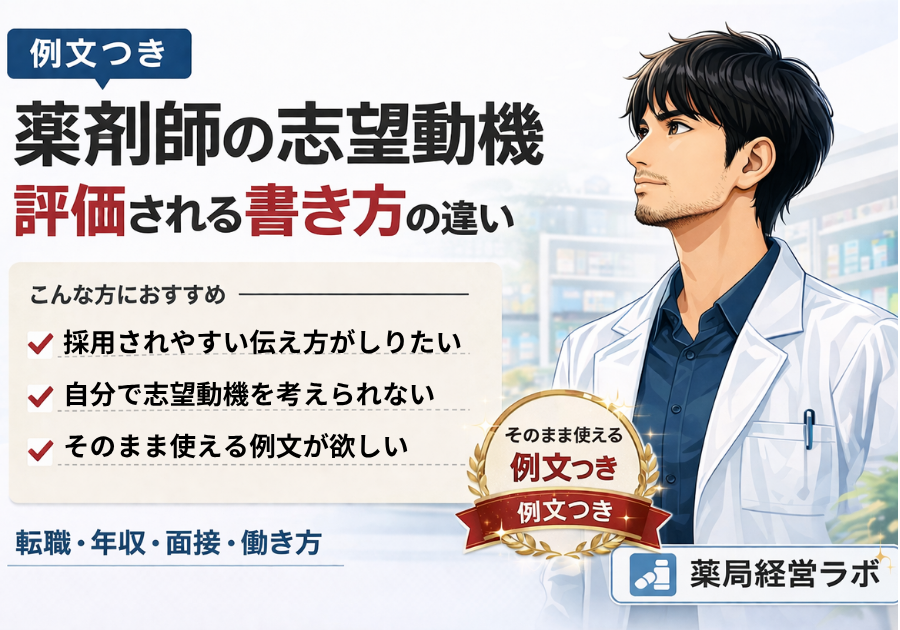 薬剤師 志望動機｜例文と書き方を解説【採用されやすい伝え方】