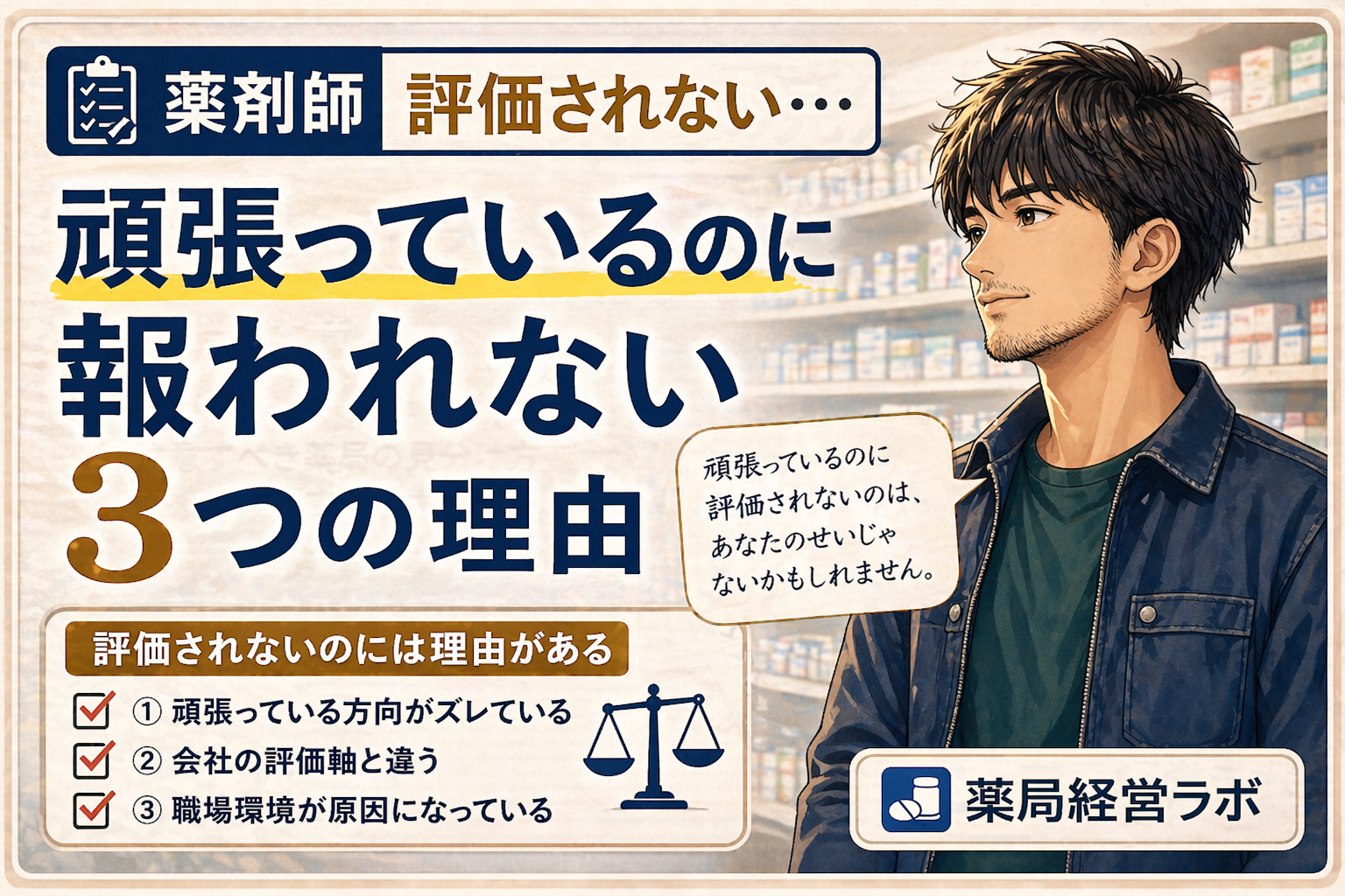 薬剤師 評価されない｜頑張っているのに報われない理由と対処法【現場目線】